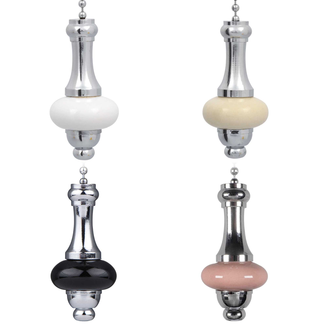ElekTek Light Pull Chain Ceramic Disc With 80cm Matching Chain White