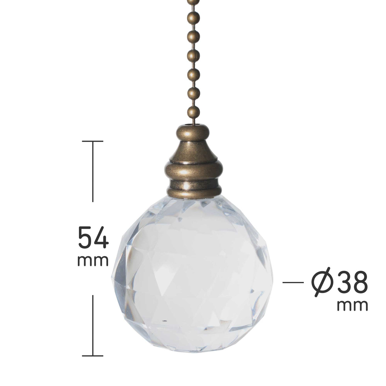 ElekTek Light Pull Chain Acrylic Crystal Ball With 80cm Matching Chain