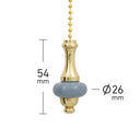 ElekTek Bathroom Light Pull Cord Chain Handle Ceramic or Wooden Disc with 80cm Brass Chain