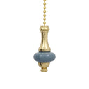 ElekTek Bathroom Light Pull Cord Chain Handle Ceramic or Wooden Disc with 80cm Brass Chain