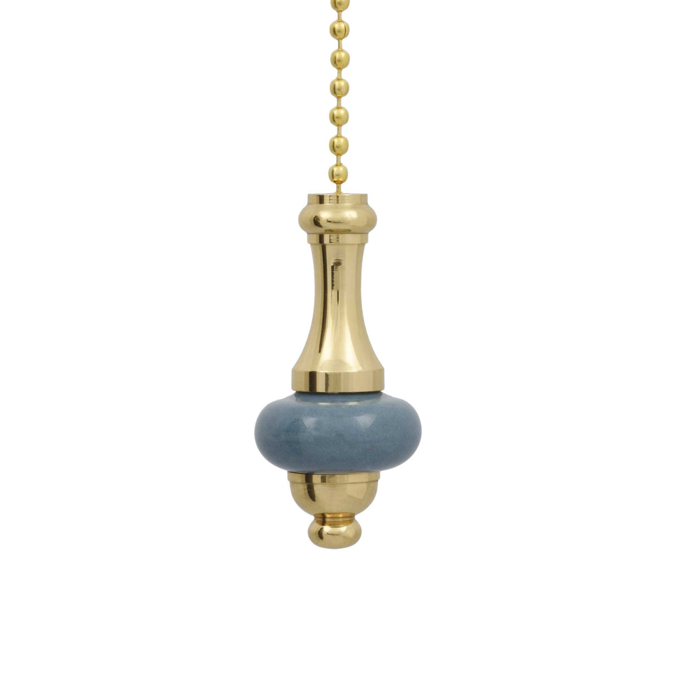 ElekTek Bathroom Light Pull Cord Chain Handle Ceramic or Wooden Disc with 80cm Brass Chain