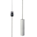 ElekTek Light Pull Cord Chain Handle Chrome Square Bar With 80cm Matching Ball Chain or Cord