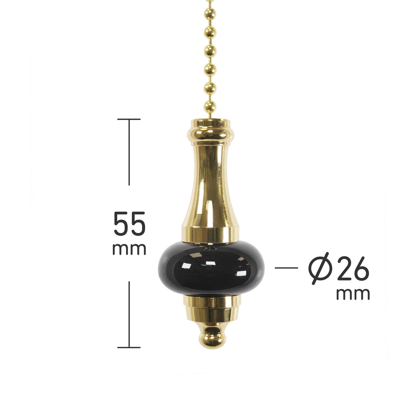 ElekTek Premium Brushed Brass Bathroom Light Pull Cord Switch Kit with Pull Chain Handle