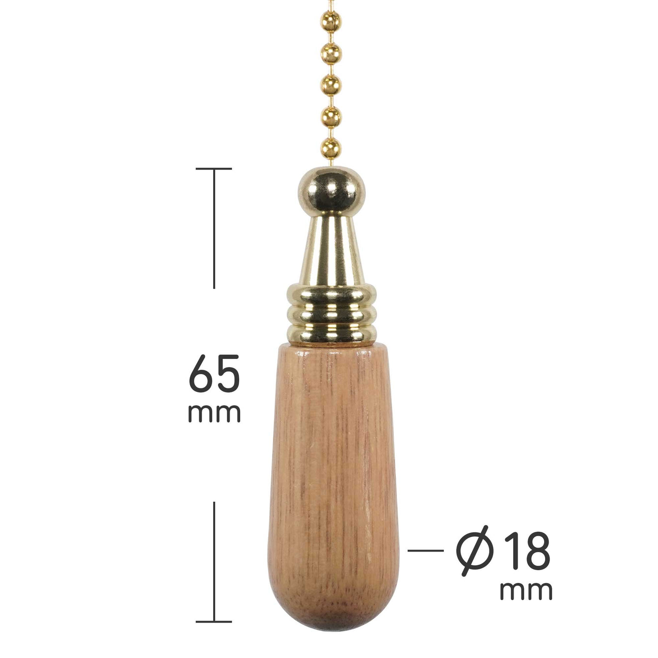 ElekTek Premium Brushed Brass Bathroom Light Pull Cord Switch Kit with Pull Chain Handle