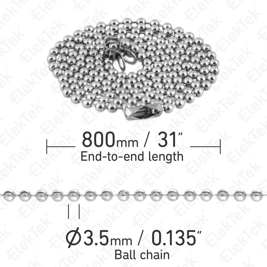 ElekTek Light Pull Chain Extension With Ball Chain Connector 800mm Lon