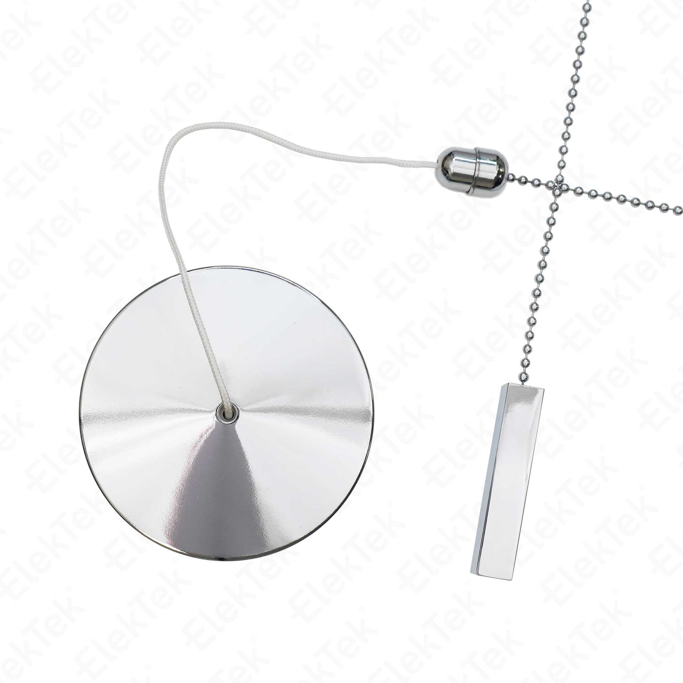 ElekTek Premium Chrome Bathroom Light Pull Switch Kit and Chain Extended Bundle
