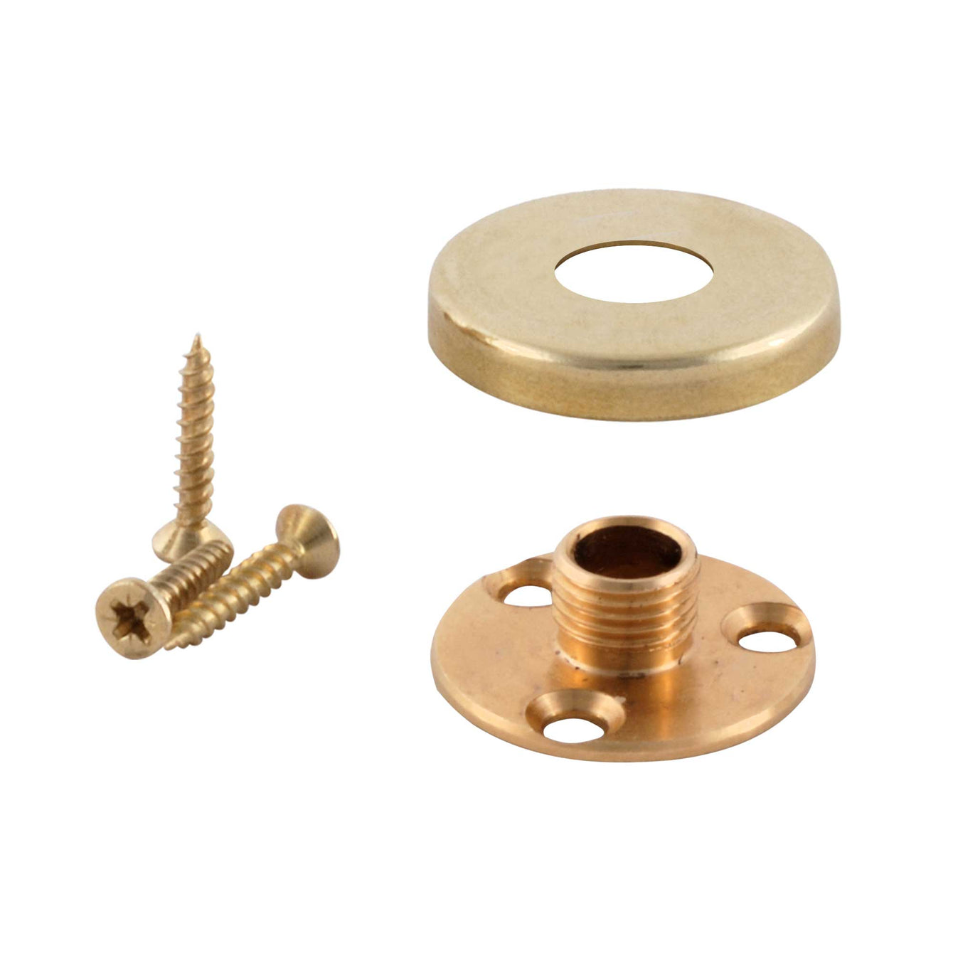 ElekTek Male Thread Back Plate Mount Cover and Screws - For use with B22 E27 Lamp holders Brass / Half Inch