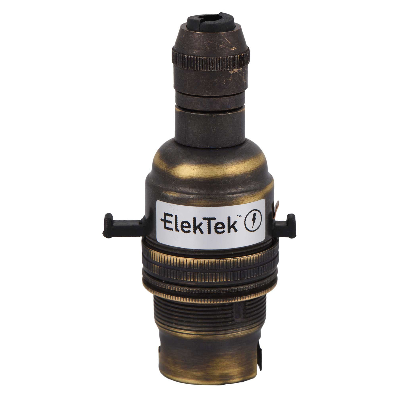 ElekTek Safety Switch Lamp Holder Half Inch Bayonet Cap B22 With Matching Cable Cord Grip Brass 