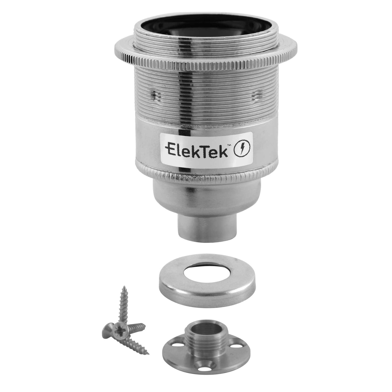 ElekTek ES Edison Screw E27 Lamp Holder Shade Ring With Back Plate Cover and Screws Brass and Matched Cover Bronze