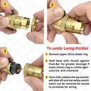ElekTek Patented Safety Switch Lamp Holder Half Inch Bayonet Cap B22 With Shade Ring and Hook Solid Brass