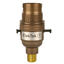 ElekTek Safety Switch Lamp Holder Half Inch Bayonet Cap B22 With Shade Ring Wood Mount Brass