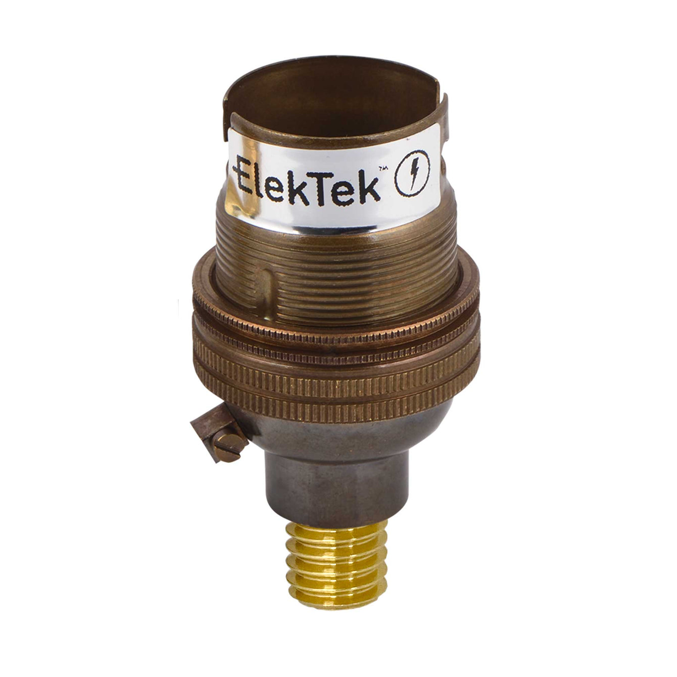ElekTek Lamp Holder Half Inch Bayonet Cap B22 Unswitched With Shade Ring Wood Mount