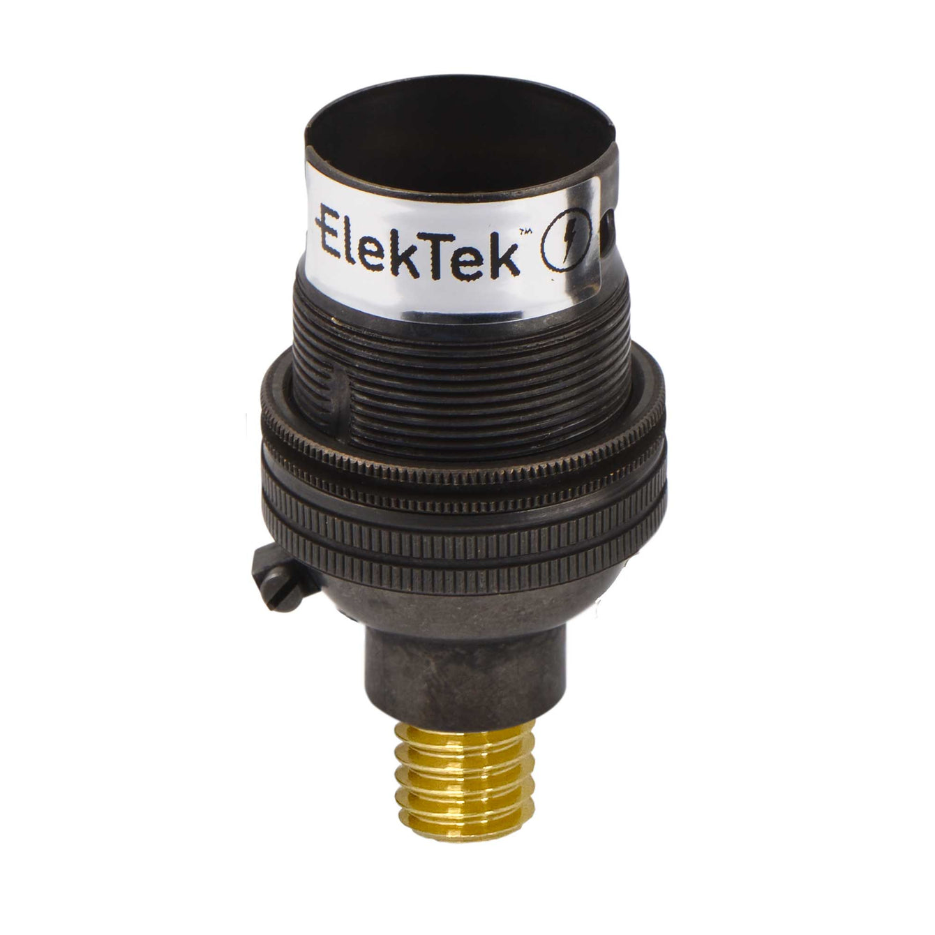 ElekTek Lamp Holder Half Inch Bayonet Cap B22 Unswitched With Shade Ring Wood Mount