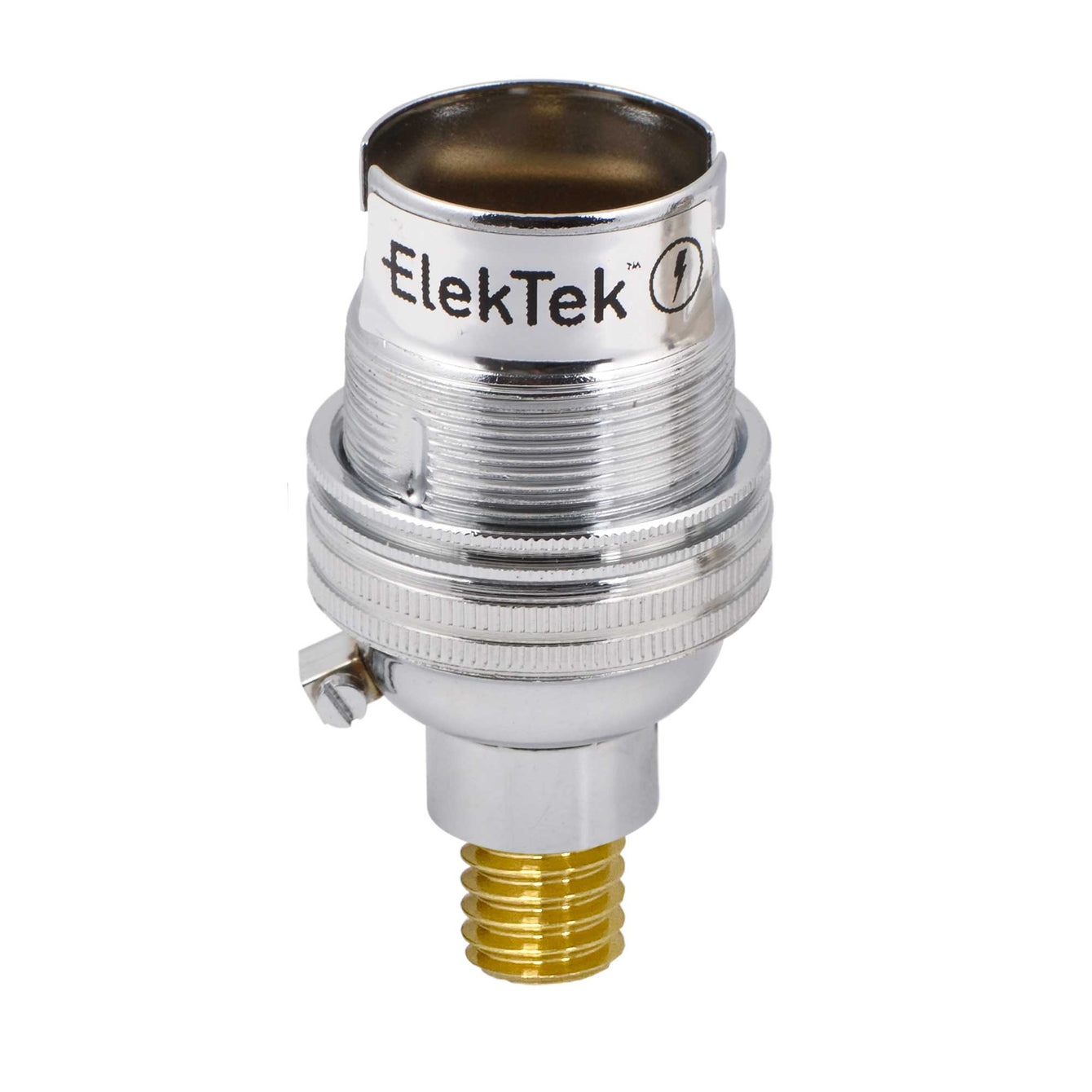 ElekTek Lamp Holder Half Inch Bayonet Cap B22 Unswitched With Shade Ring Wood Mount
