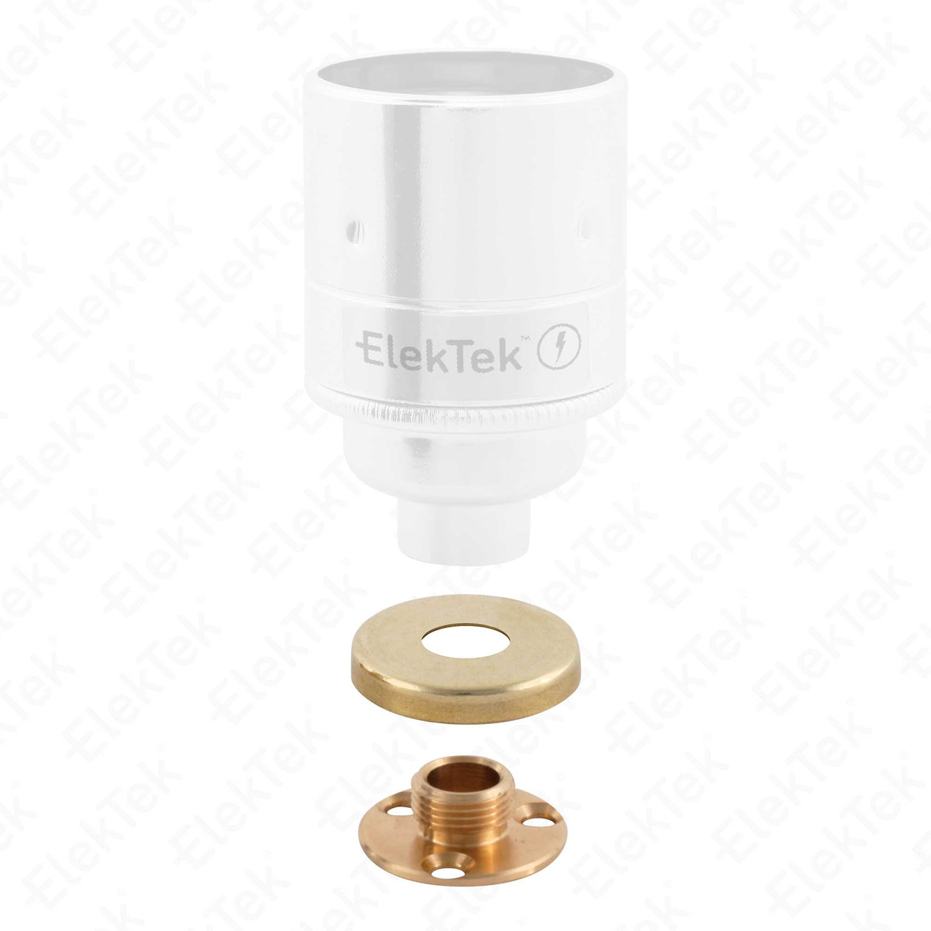ElekTek Male Thread Back Plate Mount Cover and Screws - For use with B22 E27 Lamp holders Antique Brass / Half Inch