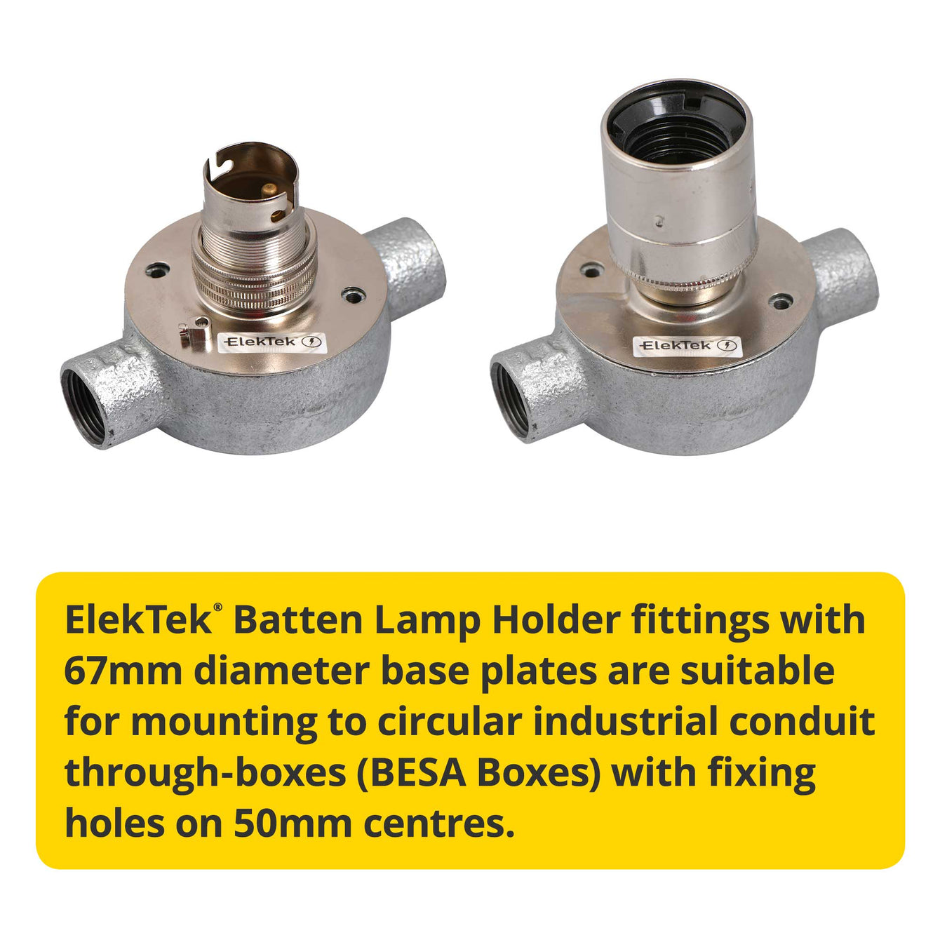 ElekTek ES Edison Screw E27 Fixed Batten Lamp Holder With Shade Ring Ideal for Vintage Filament Bulbs Brass - Buy It Better 