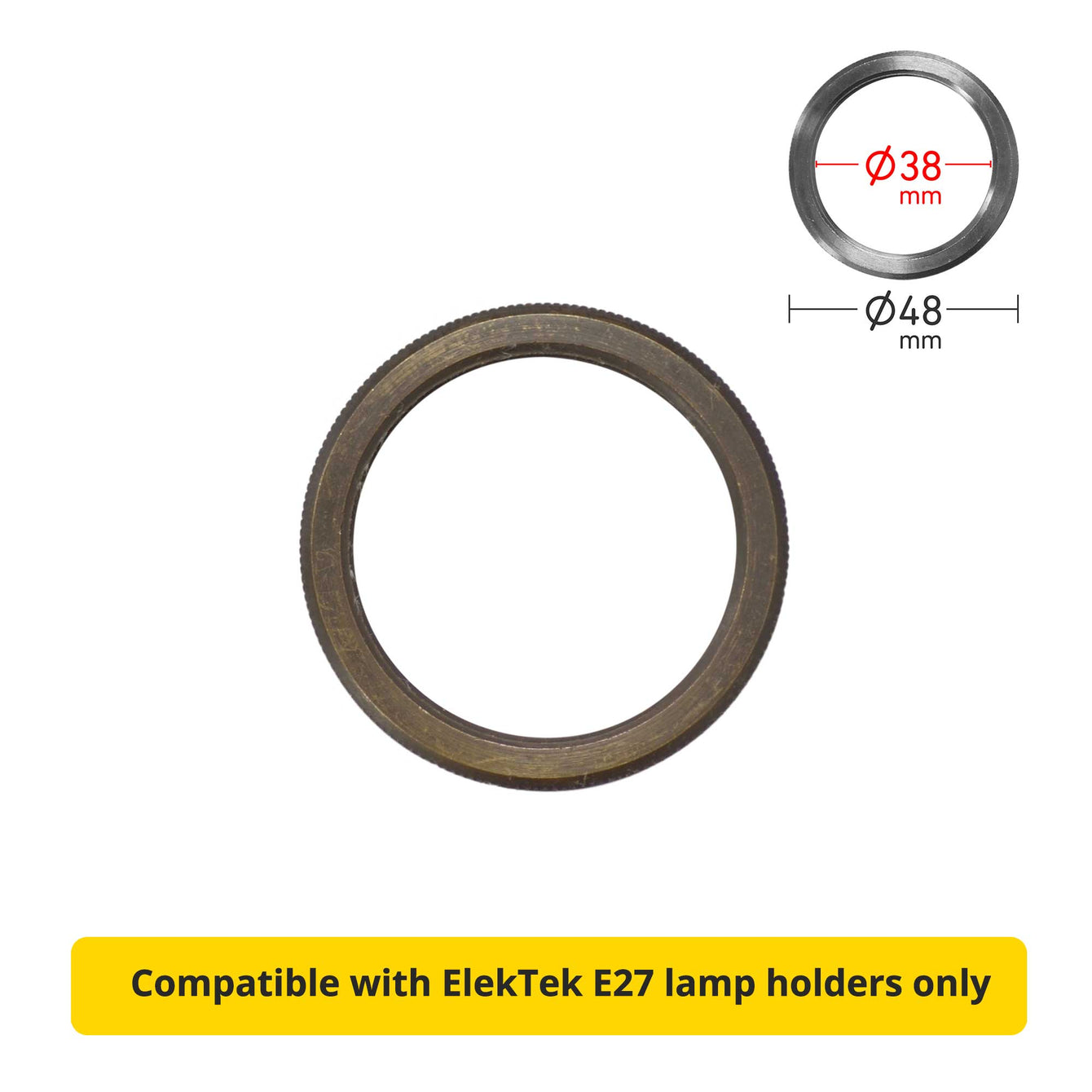 ElekTek E27 Shade Ring Single Brass