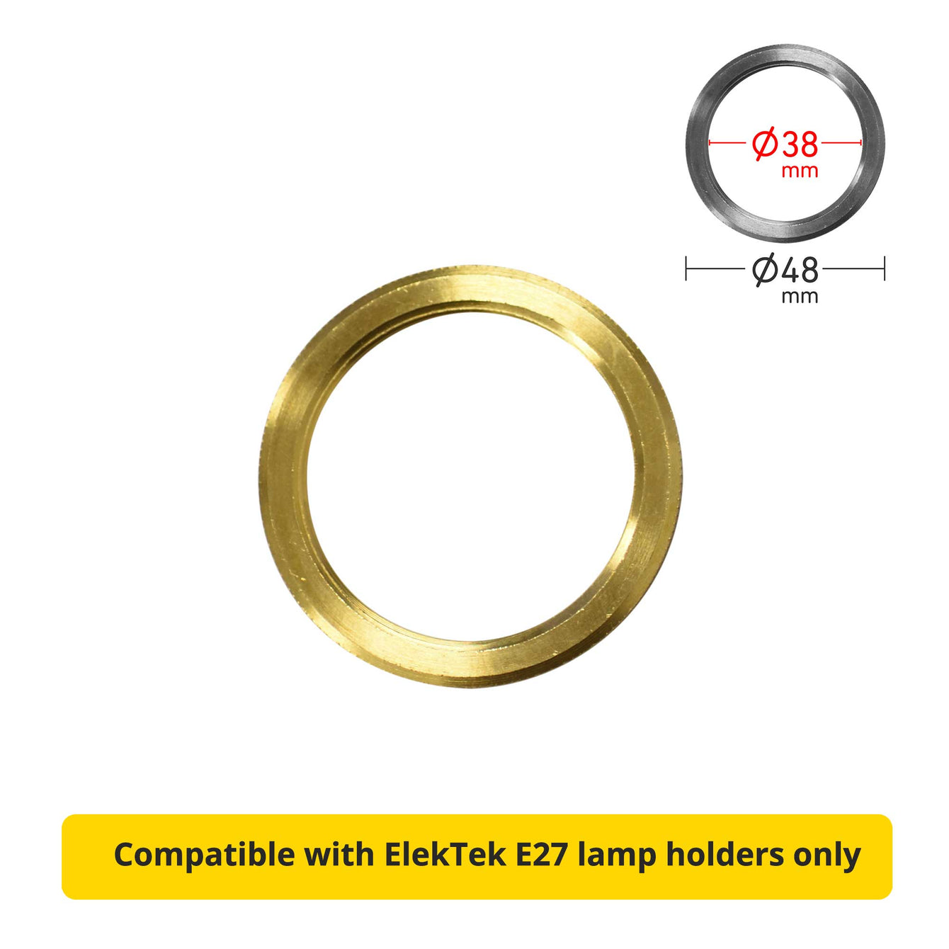 ElekTek E27 Shade Ring Single Brass Nickel