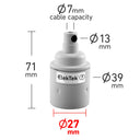 ElekTek ES Edison Screw E27 Lamp Bulb Holder With Cord Grip Plain Skirt Powder Coated Colours Solid Brass