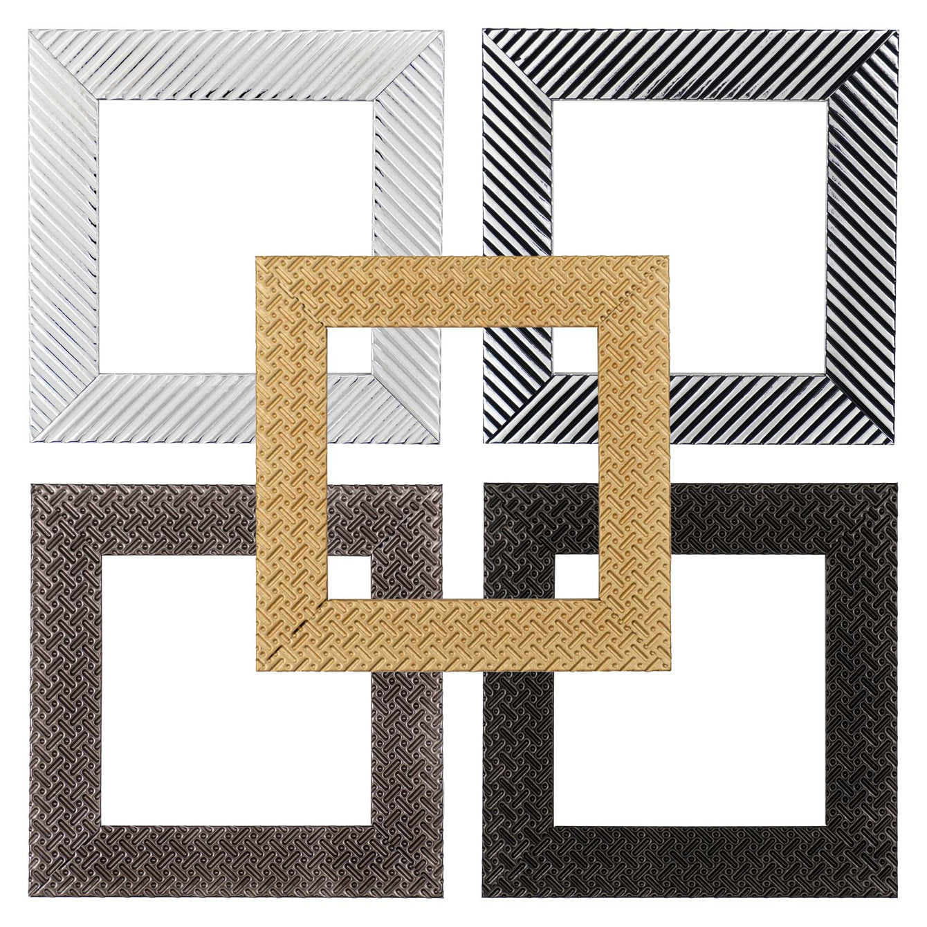 ElekTek Decorative Switch Surround Frame Cover Finger Plate Patterns Silver White Diagonals