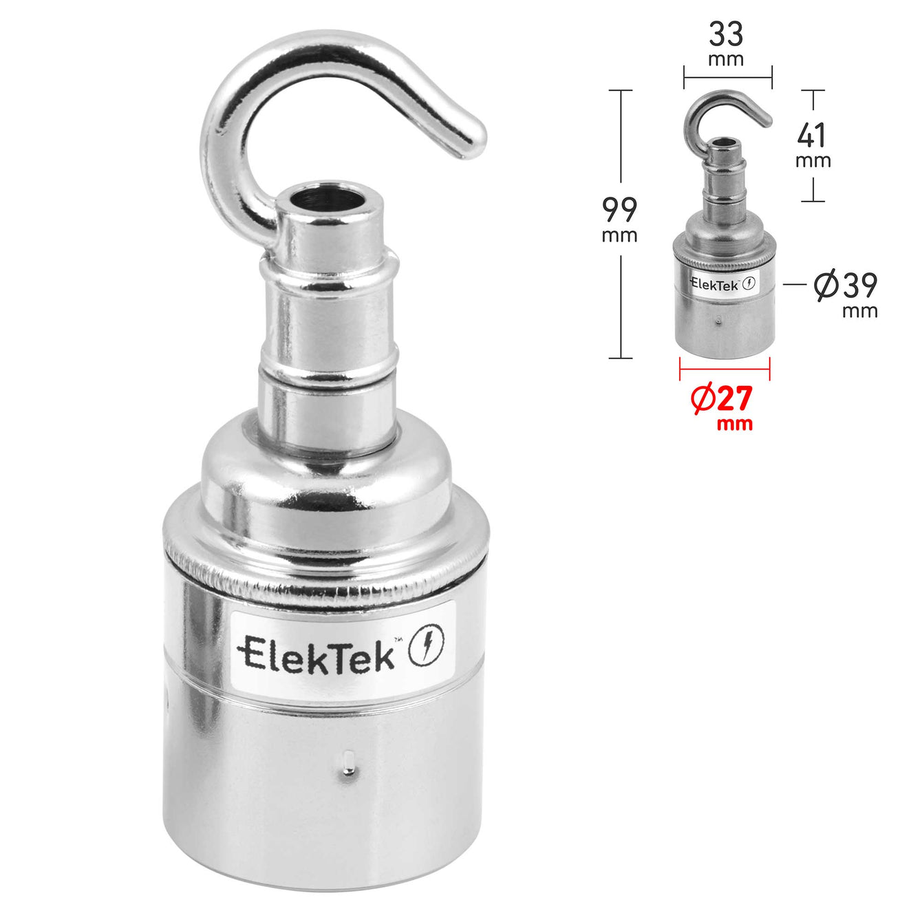 ElekTek ES Edison Screw E27 Lamp Holder Plain Skirt With Accessory Hook Brass