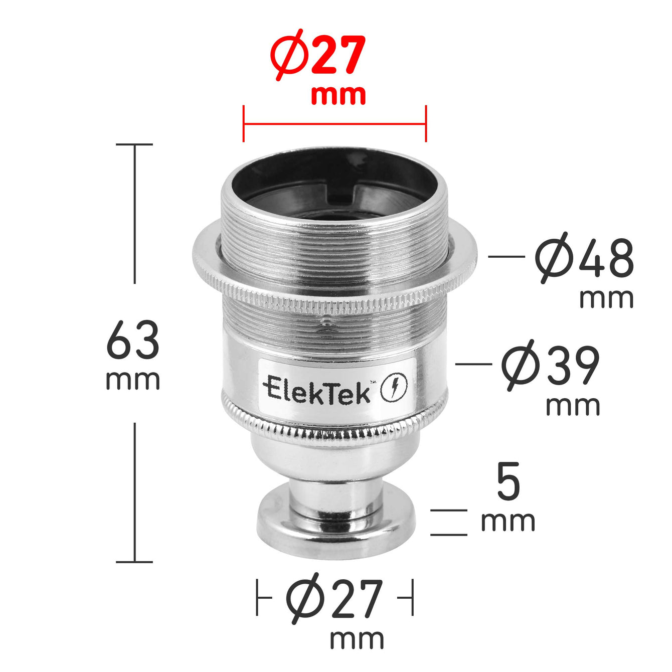 ElekTek ES Edison Screw E27 Lamp Holder Shade Ring With Back Plate Cover and Screws Brass and Matched Cover Brushed Antique