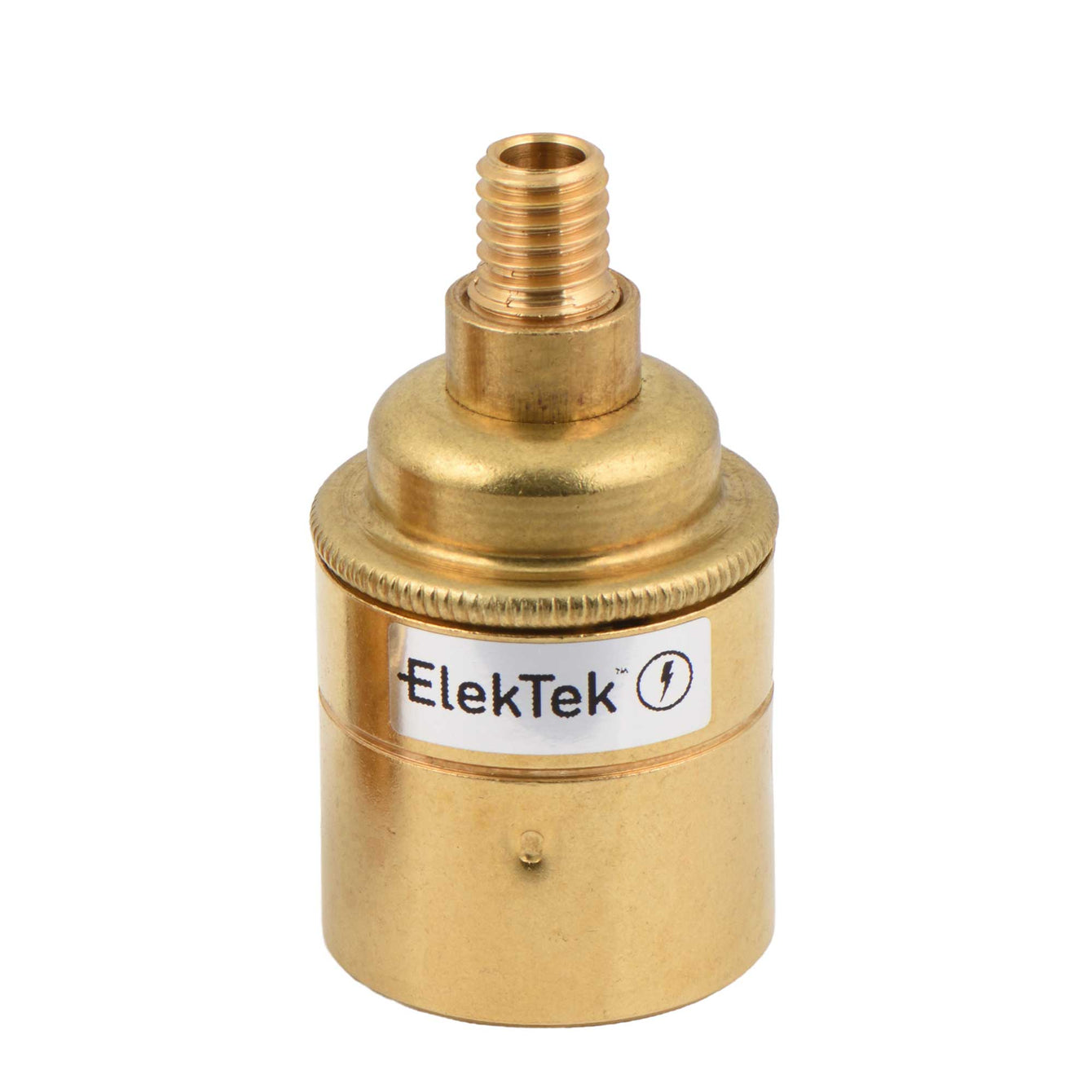 ElekTek ES Edison Screw E27 Lamp Holder Plain Skirt With Wood Mount Brass Antique Brass