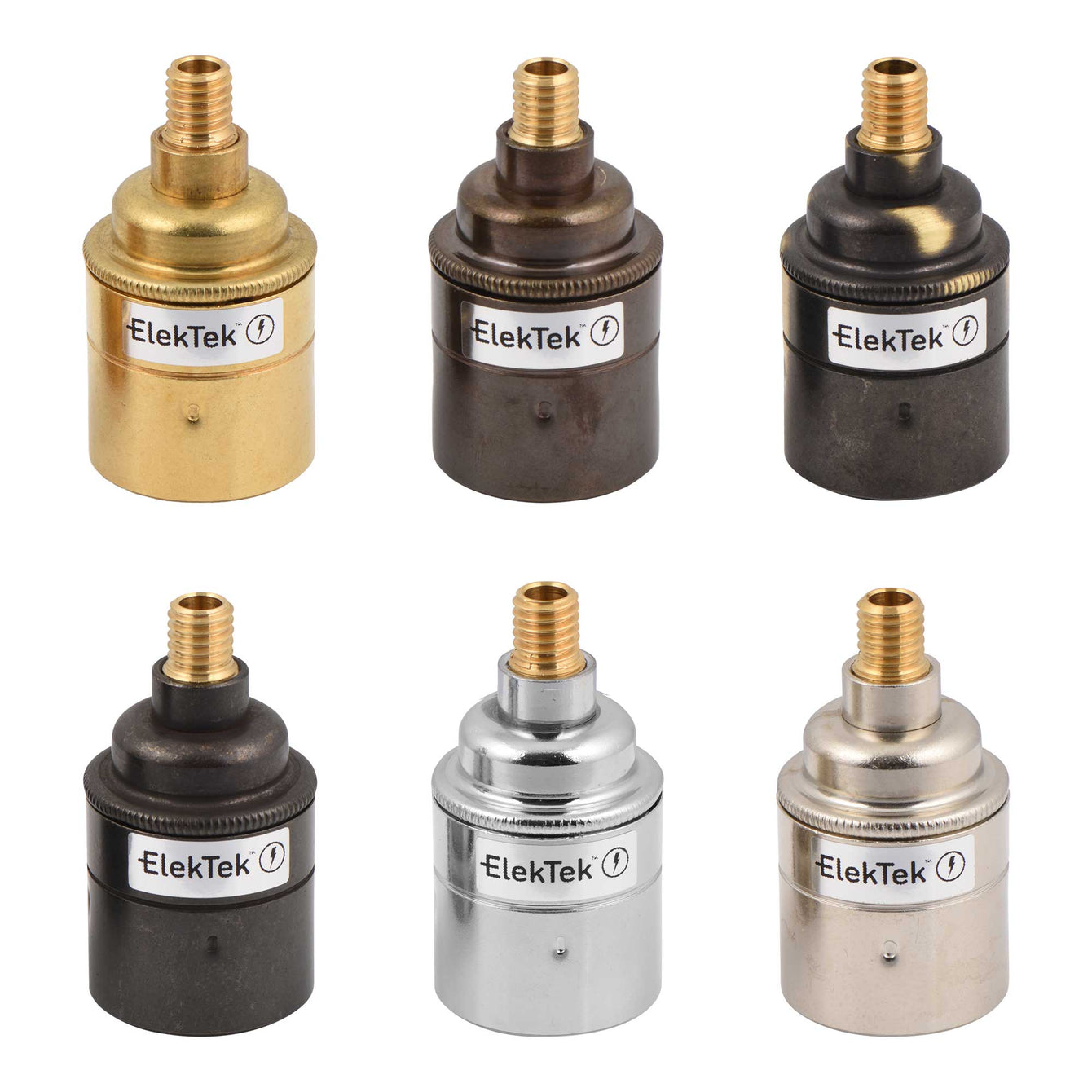 ElekTek ES Edison Screw E27 Lamp Holder Plain Skirt With Wood Nipple Brass - Buy It Better Brass