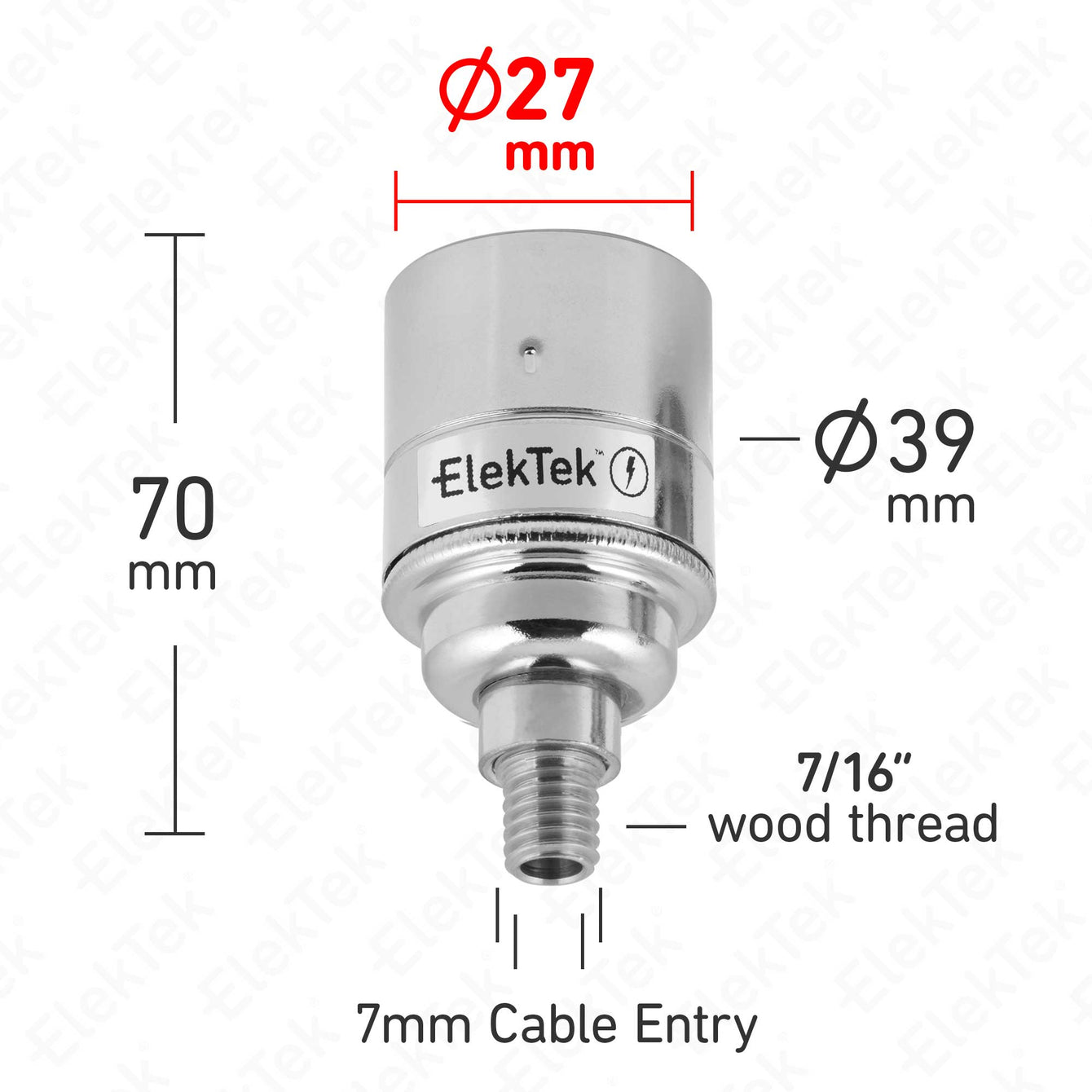 ElekTek ES Edison Screw E27 Lamp Holder Plain Skirt With Wood Mount Brass Brushed Antique