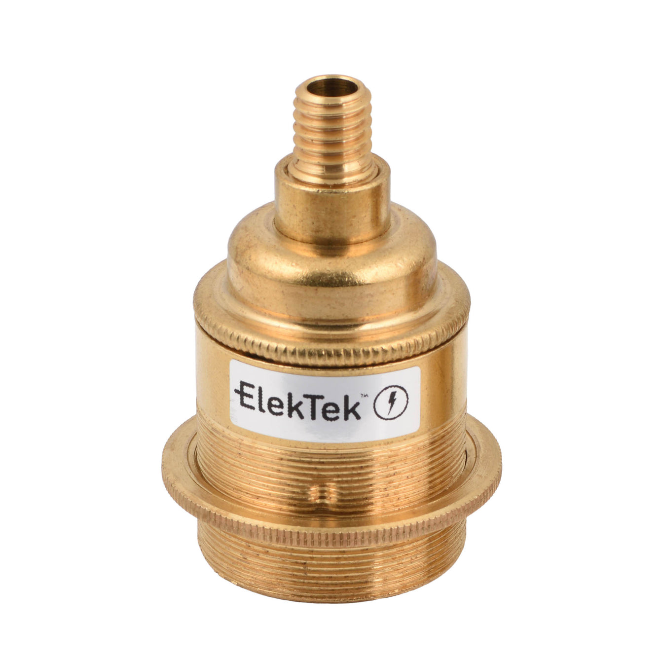 ElekTek ES Edison Screw E27 Lamp Holder Shade Ring With Wood Nipple Brass - Buy It Better Chrome