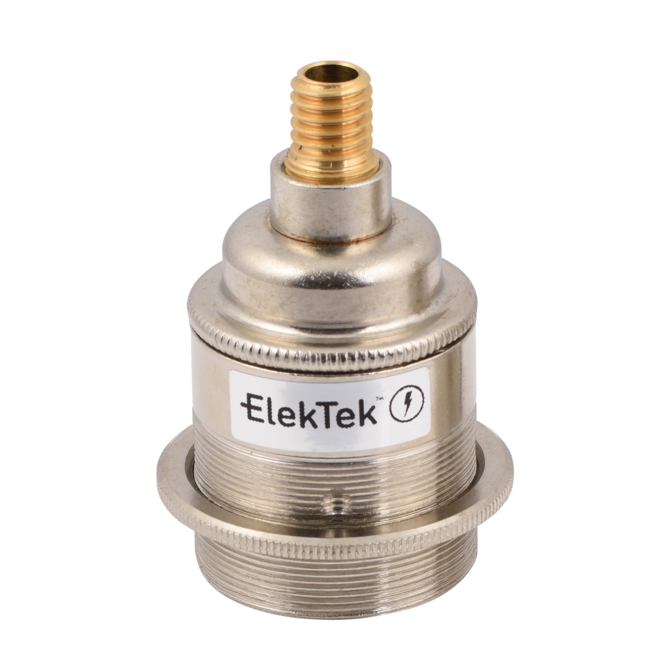 ElekTek ES Edison Screw E27 Lamp Holder Shade Ring With Wood Nipple Brass - Buy It Better