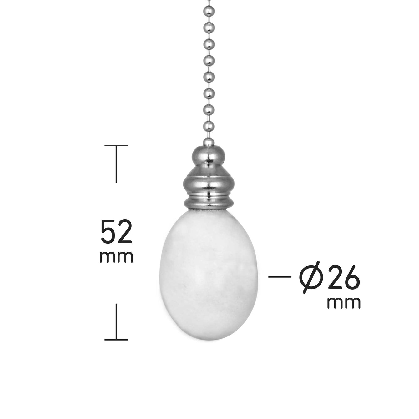 ElekTek Light Pull Chain Marble Egg Drop Chrome With 80cm Matching Chain