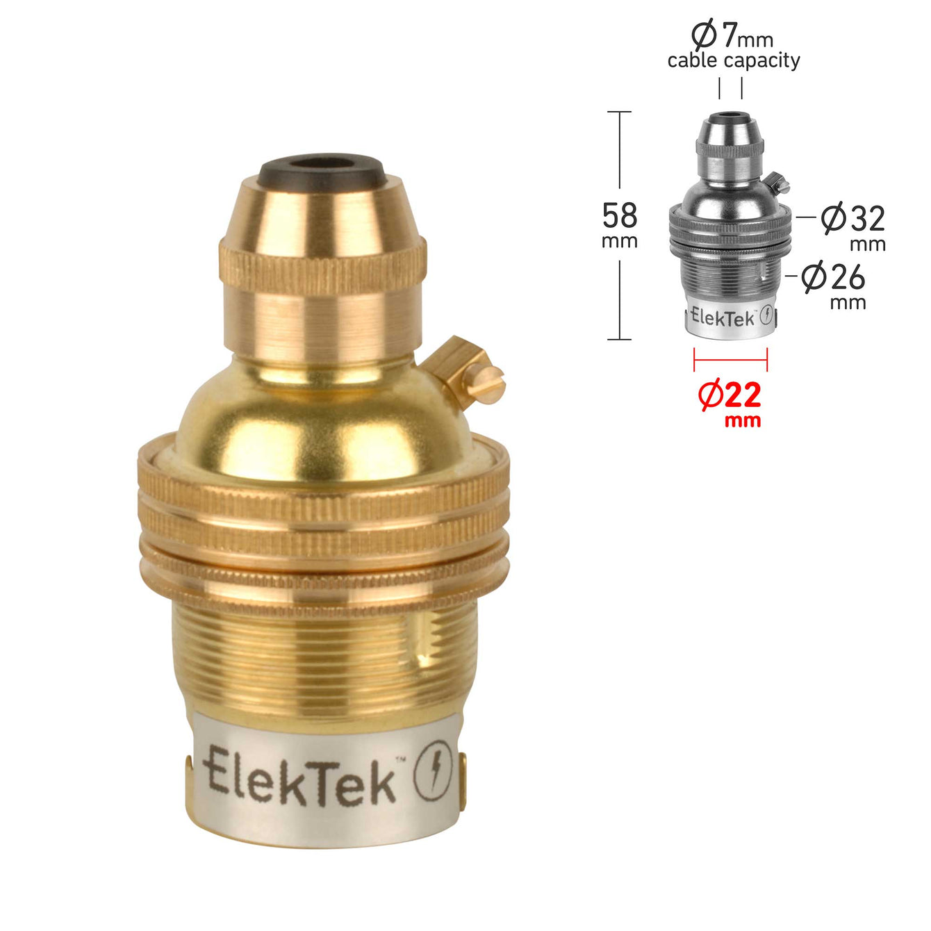 ElekTek Cord Grip B22 BC Pendant Lamp Holder Brass - Buy It Better Antique Brass