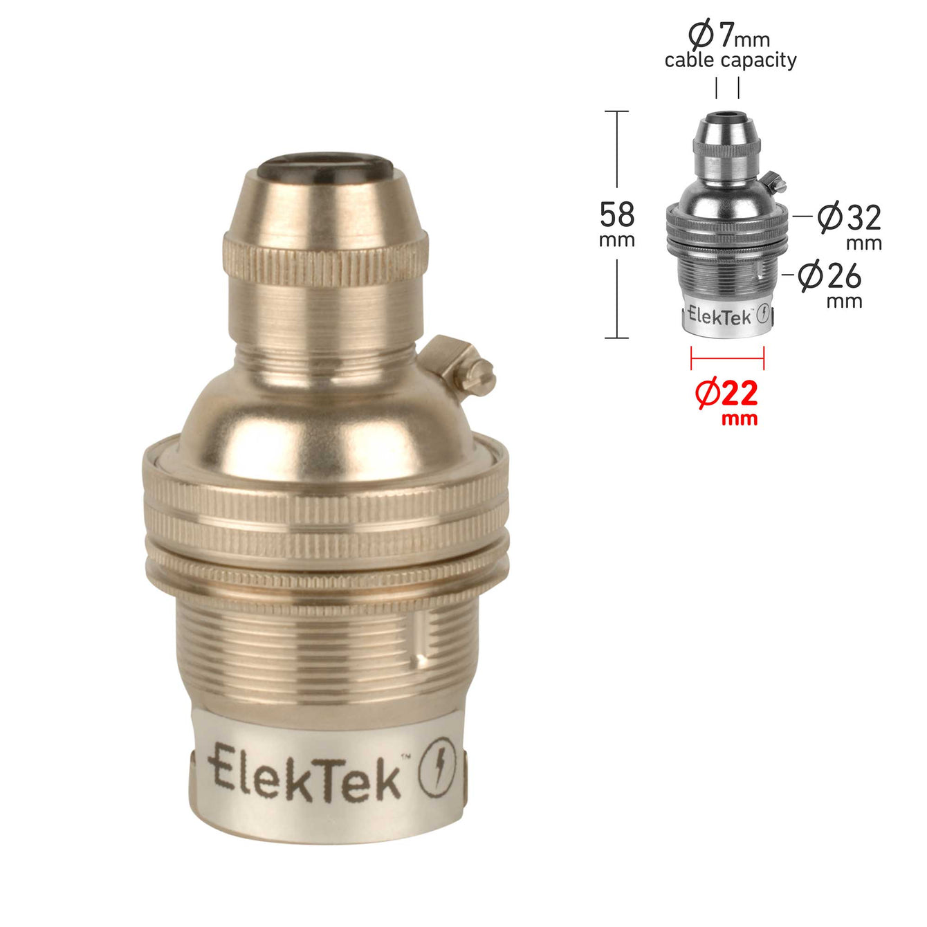 ElekTek Cord Grip B22 BC Pendant Lamp Holder Brass - Buy It Better