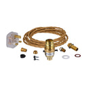 ElekTek Premium Lamp Kit Brass Safety Switch B22 Lamp Holder with Gold Flex and 3A UK Plug - Buy It Better