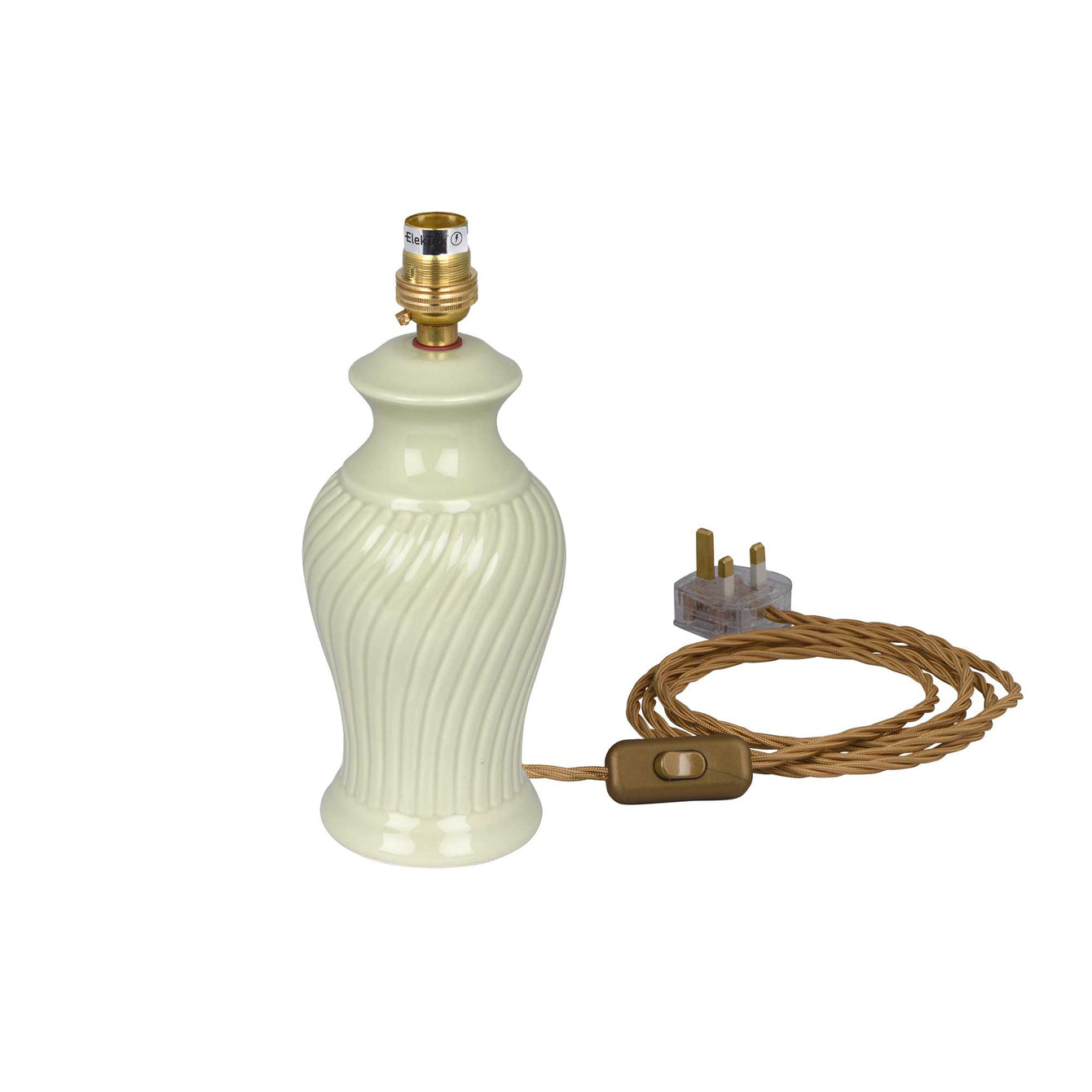 ElekTek Premium Lamp Kit Brass Unswitched B22 Lamp Holder with Gold Flex and 3A UK Plug - Buy It Better