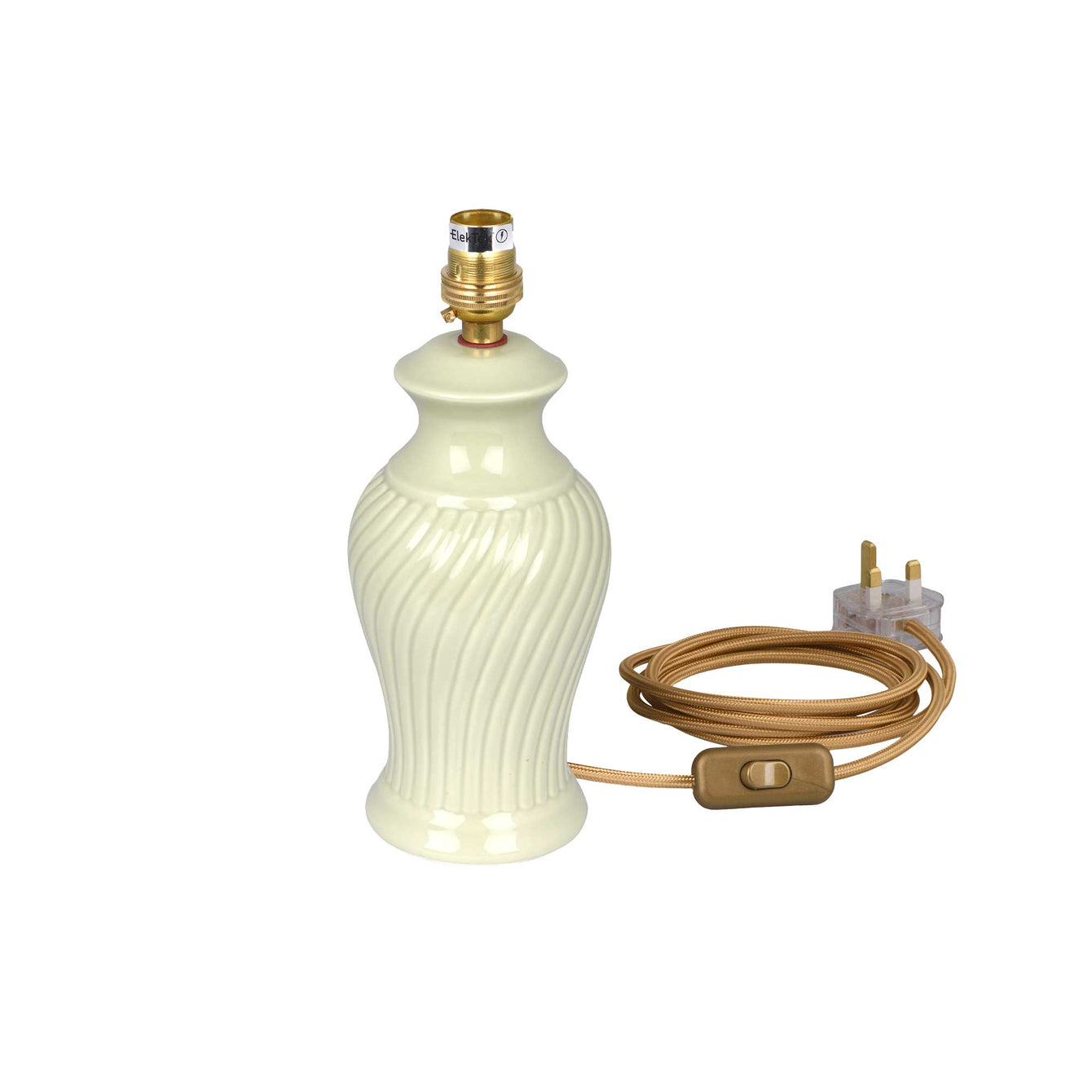 ElekTek Premium Lamp Kit Brass Unswitched B22 Lamp Holder with Gold Flex and 3A UK Plug - Buy It Better