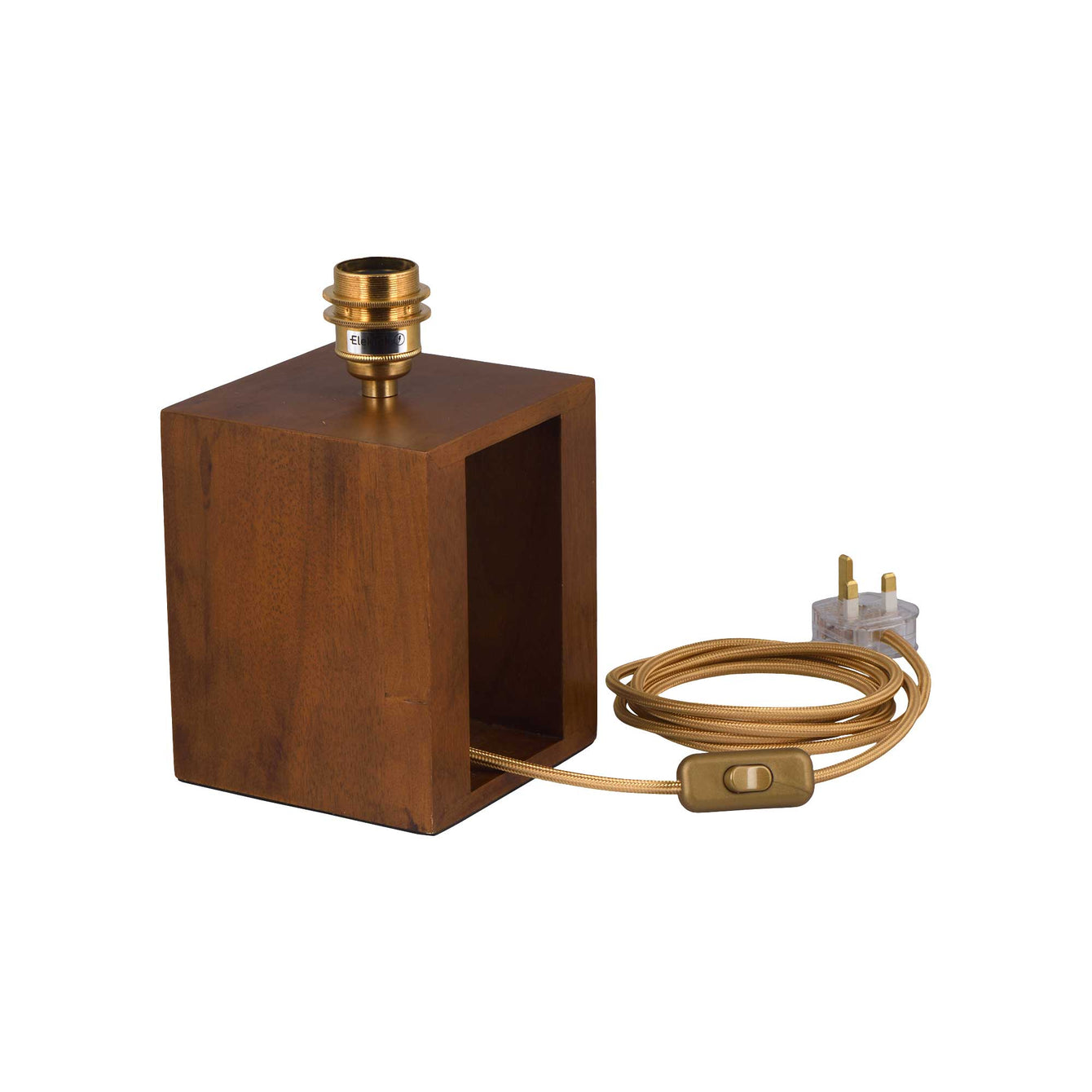 ElekTek Premium Lamp Kit Brass Shade Ring E27 Lamp Holder with Gold Flex, In Line Switch and 3A UK Plug - Buy It Better