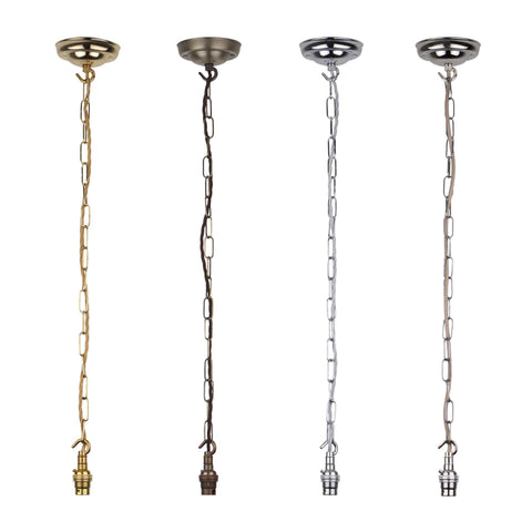 ElekTek Premium Pendant Light Kit DIY 108mm Ceiling Rose, Chain, Twisted Flex and Lamp Holder B22 Hook