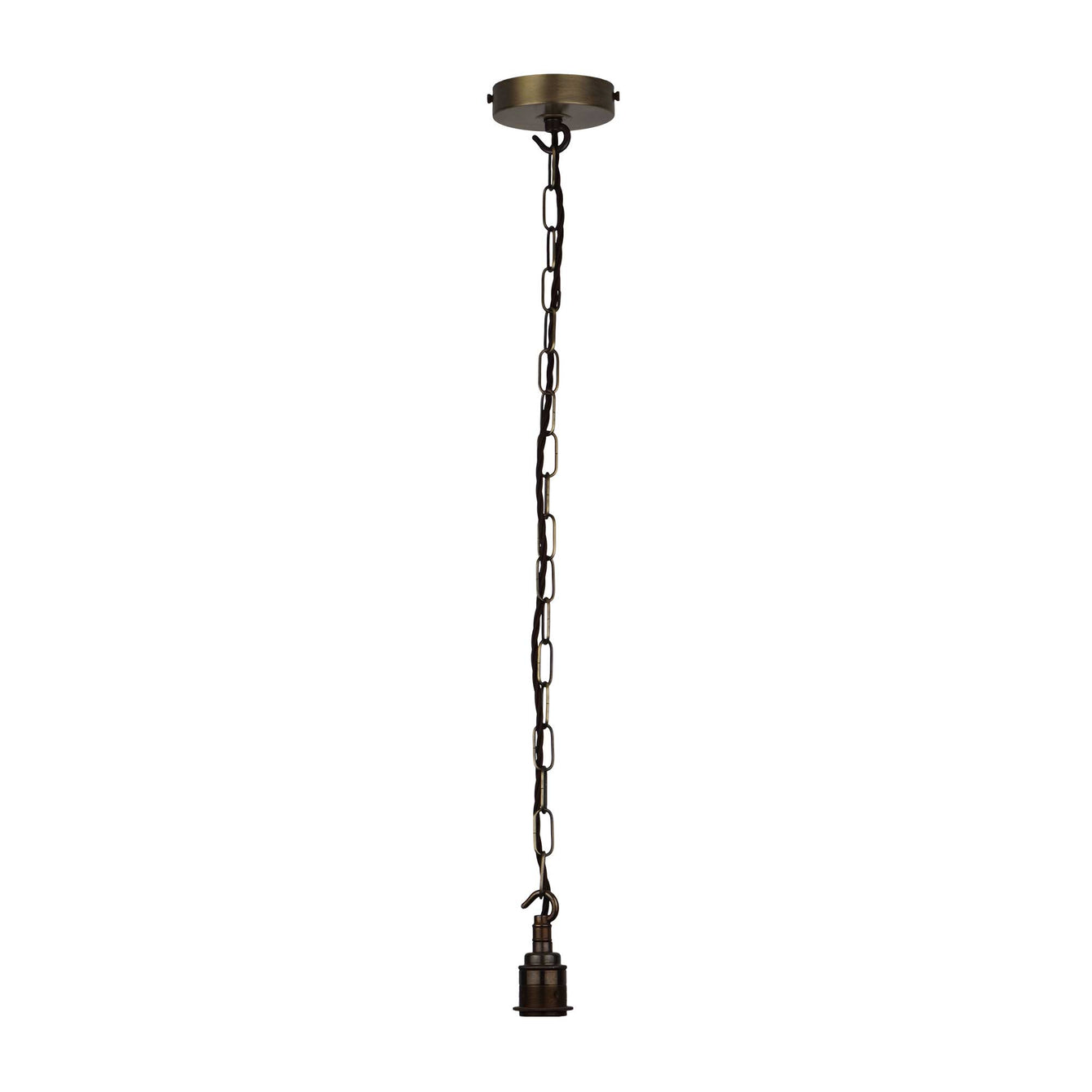ElekTek Premium Pendant Light Kit DIY 100mm Flat Top Ceiling Rose, Chain, Twisted Flex and Lamp Holder E27 Shade Ring Hook - Buy It Better