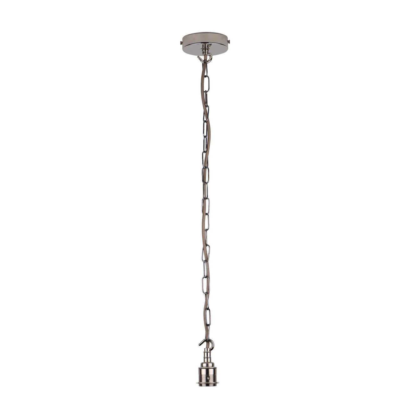 ElekTek Premium Pendant Light Kit DIY 100mm Flat Top Ceiling Rose, Chain, Twisted Flex and Lamp Holder E27 Shade Ring Hook - Buy It Better