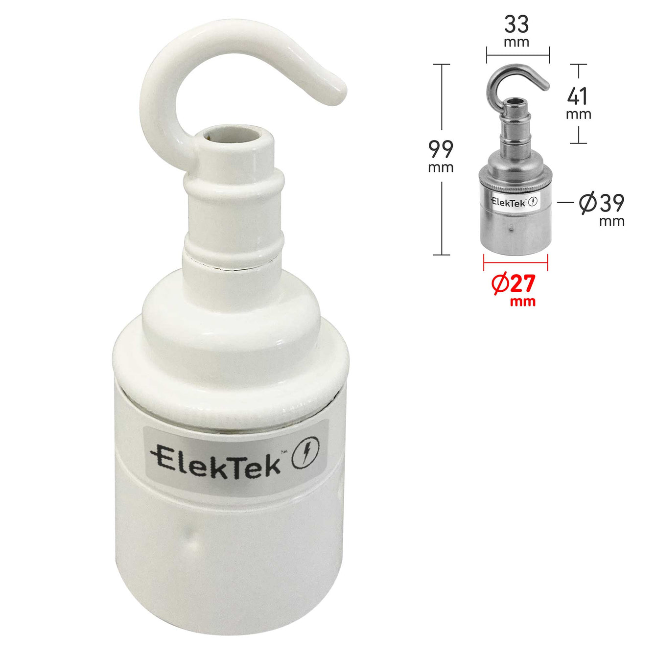 ElekTek ES Edison Screw E27 Lamp Holder Plain Skirt With Accessory Hook Brass