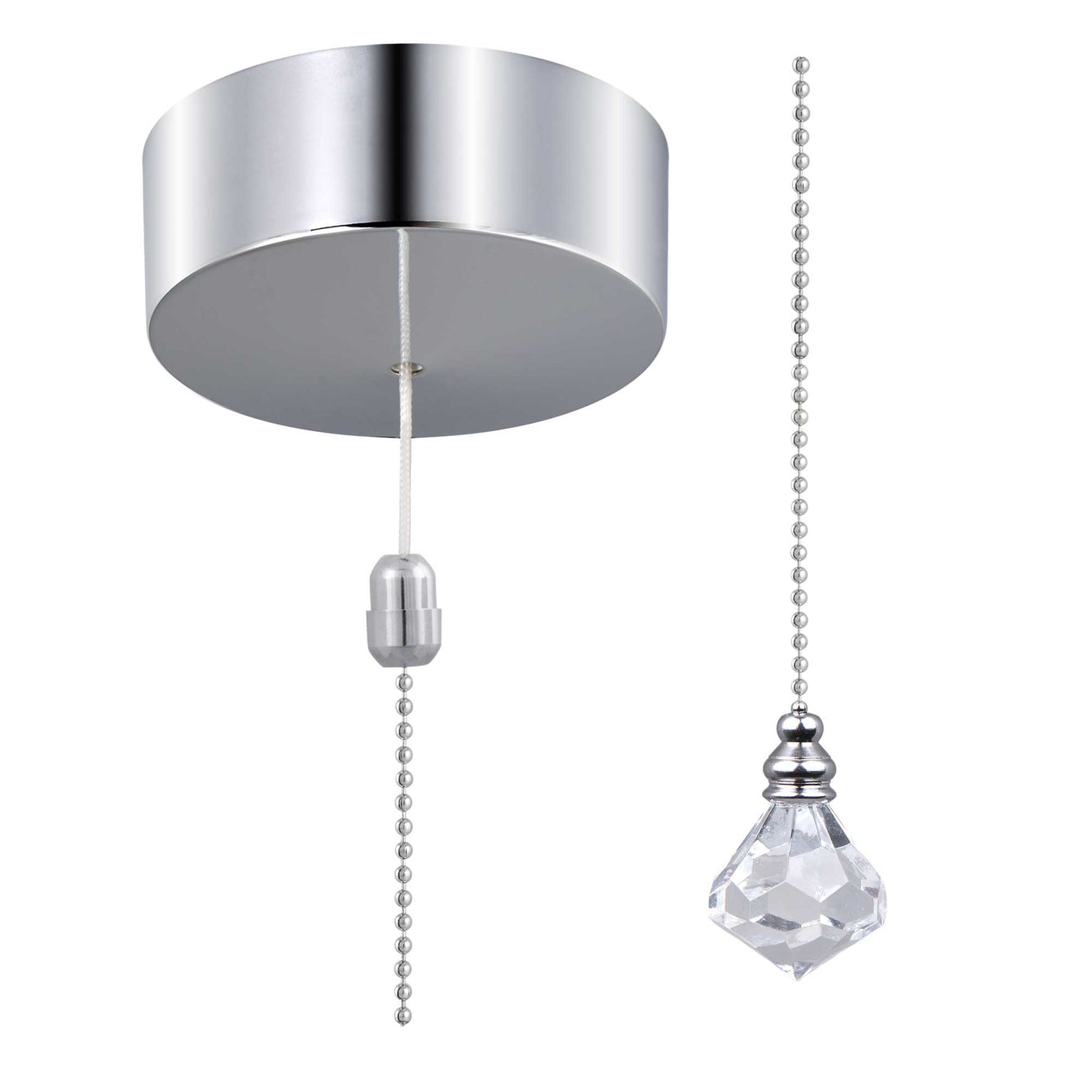 ElekTek Premium Chrome Bathroom Light Pull Switch Kit and Chain Extended Bundle