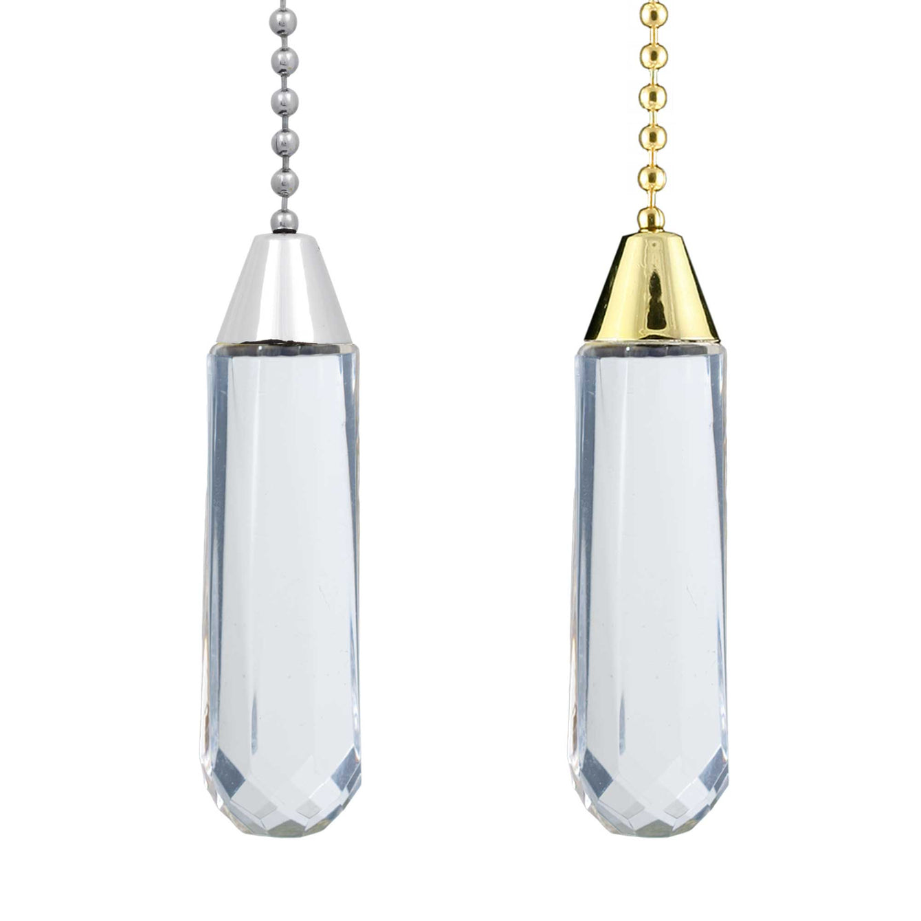 ElekTek Light Pull Chain Acrylic Crystal Facets With 80cm Matching Chain Cylinder (Chrome)