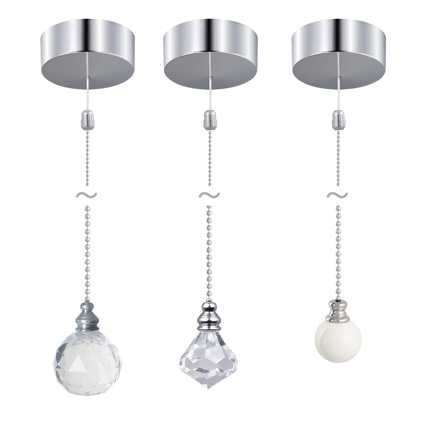 ElekTek Premium Chrome Bathroom Light Pull Switch Kit and Chain Extended Bundle