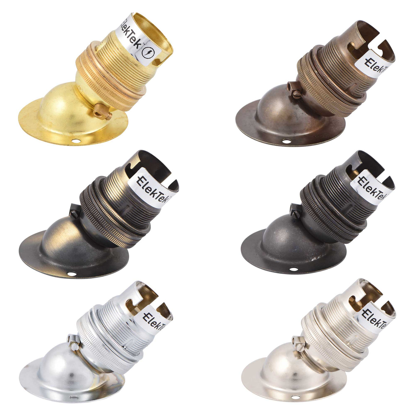 ElekTek Lamp Holder Angle Batten Bayonet Cap BC B22 With Shade Ring Brass - Buy It Better Brass