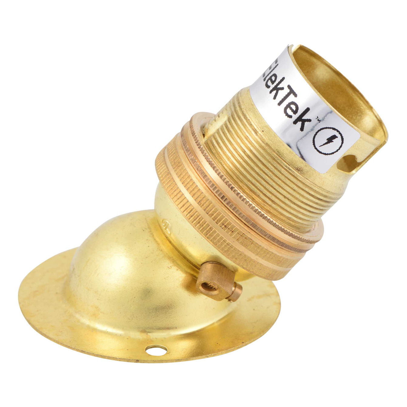 ElekTek Lamp Holder Angle Batten Bayonet Cap BC B22 With Shade Ring Brass - Buy It Better Antique Brass