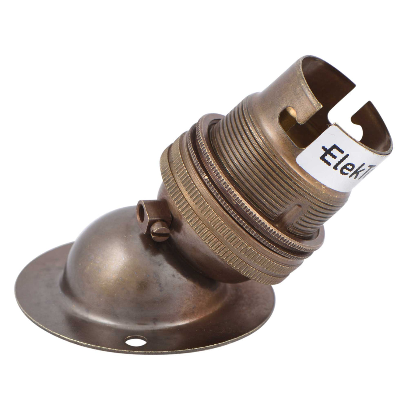 ElekTek Lamp Holder Angle Batten Bayonet Cap BC B22 With Shade Ring Brass - Buy It Better
