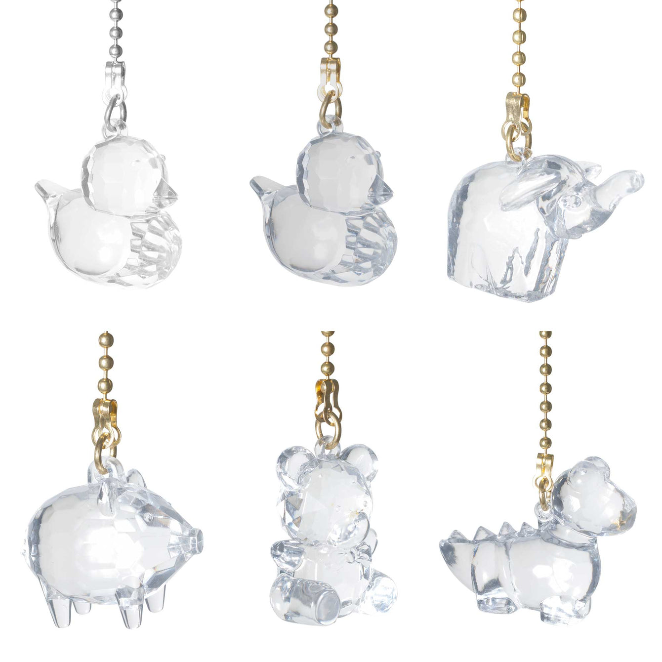ElekTek Light Pull Chain Acrylic Crystal Animals With 80cm Matching Chain - Buy It Better Duck (Chrome Chain)