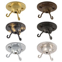 ElekTek 3-Hook Ceiling Rose Plate for DIY Suspended Indoor Hanging Baskets, Decorative Inverted (Fly Catcher) Shades without wired light fittings. Metallic Finishes available